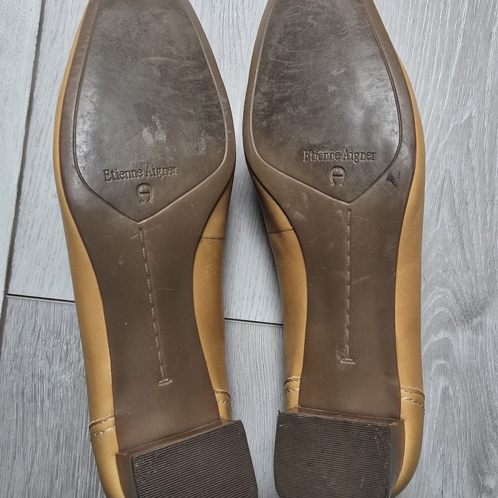Etienne Aigner Vintage Dress Shoes Mustard Yellow Tan Leather Shoes-Size 8.5 - Picture 12 of 16